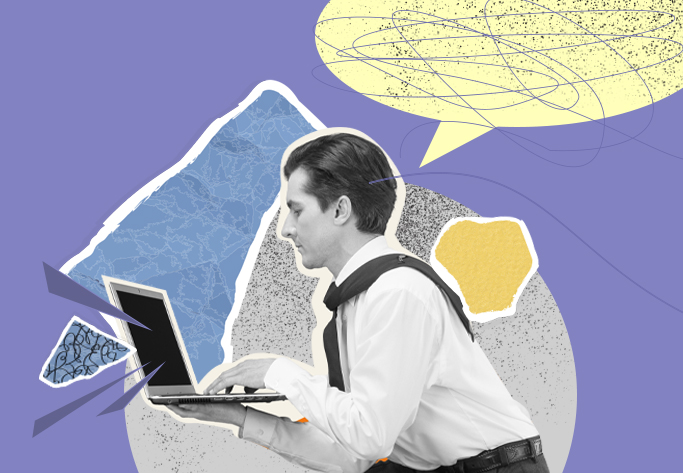 a man analyzing performance on a computer